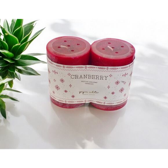 Paper White Candle Co. Other - Paper White Candle Co. Cranberry Pillar Candles Package of (2) 4" Scented